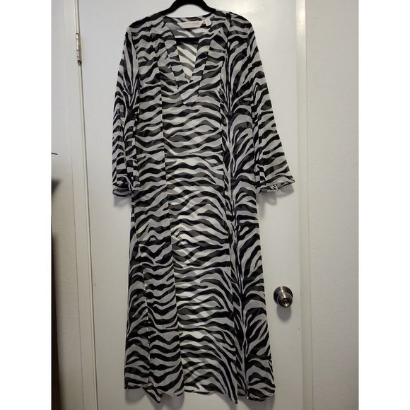 Vintage victoria's secret collection sheer zebra caftan black white med/Large - Picture 8 of 8